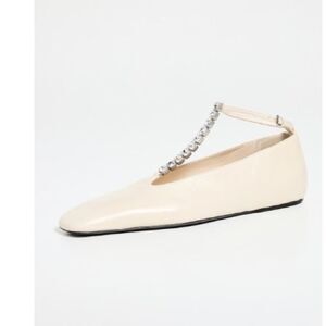 Jil Sander Cream Flats with Silver Accents
